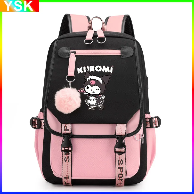 MINISO Kuromi Schoolbag Junior High School Female Korean Version Large-capacity Casual Backpack Primary School Students Backpack