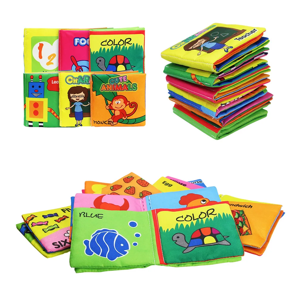 12 Types Baby Cloth Book Toddler Toys 0-1 Year Old Infant for Kids Animal Number Cloth Books Early Learning Toys Gift