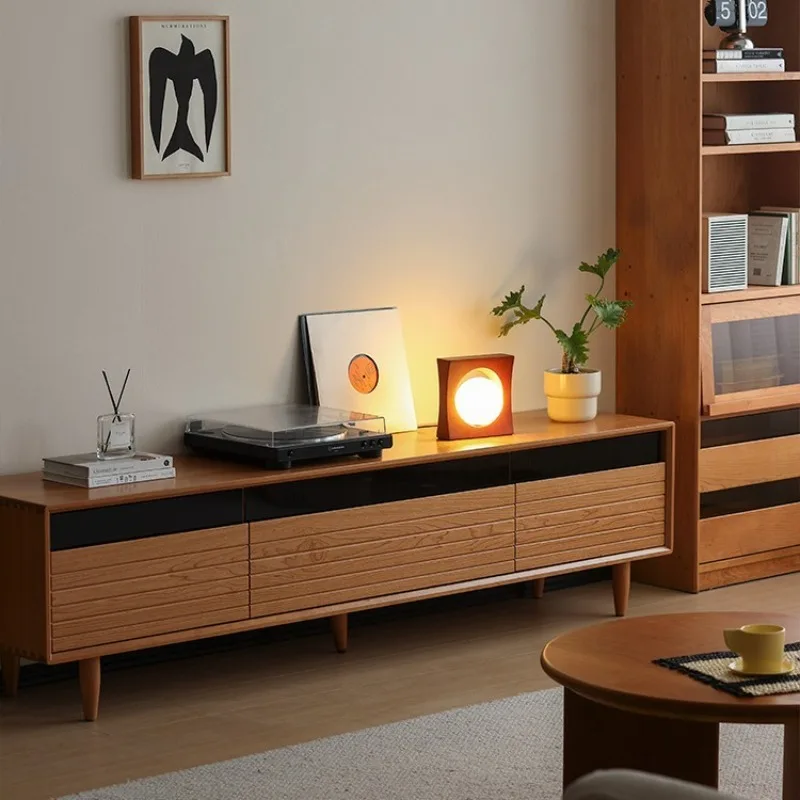 

Nordic small apartment full cherry wood locker Japanese coffee table TV cabinet combination