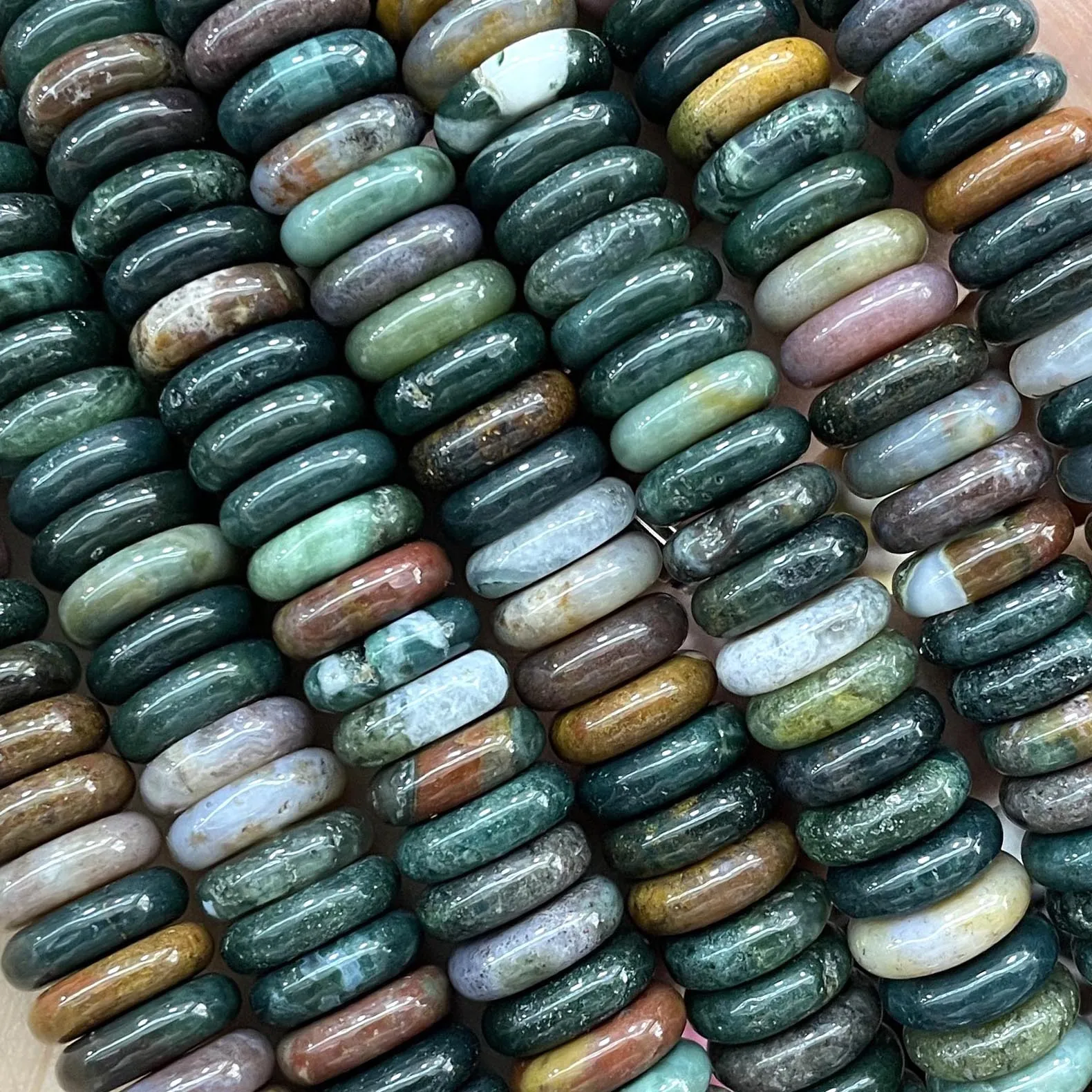 Naturstein-Rondelle, 7 Chakra-Quarz, Jaspis, Achate, Türkise, flache, runde Abstandsperlen für die Schmuckherstellung, DIY-Armband, Halskette – Detail 15