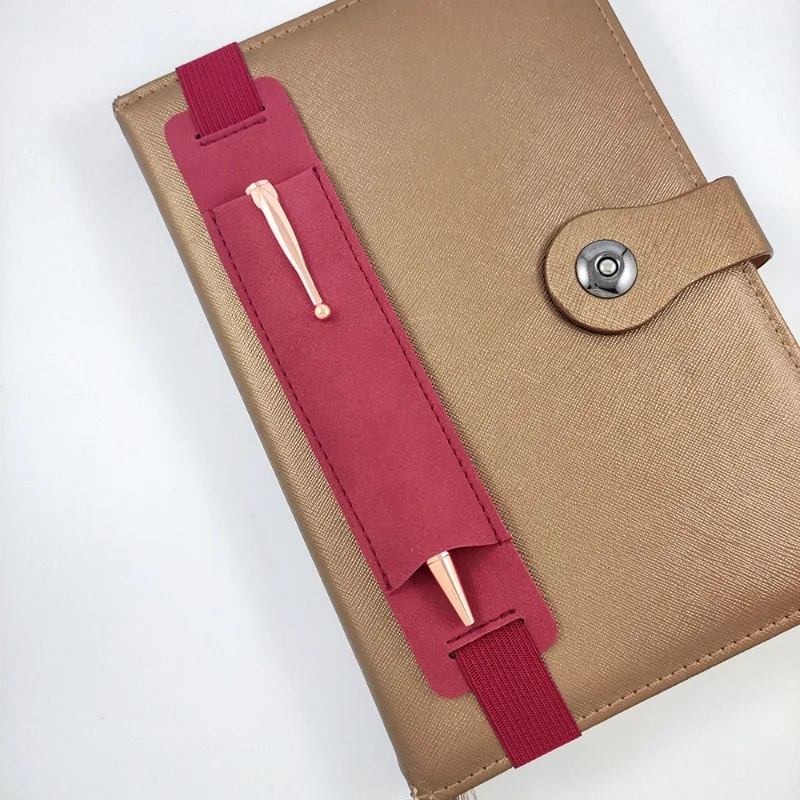 Vintage PU Leather Pen Sleeve with Elastic Band Pen Clip, Fountain Pen Protective Cover for Notebook Student Learning Stationery