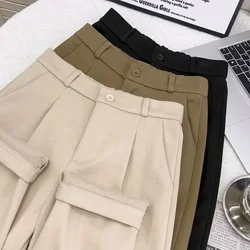 Fashion Woolen Pants Women's Harem Pencil Pants 2024 Autumn Winter High Waisted Casual Suit Pants Office Lady Women Trousers New