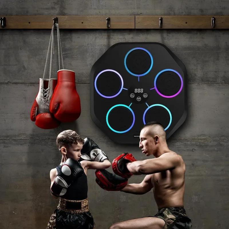 Music boxing machine, Wall mounted intelligent Bluetooth music boxing trainer with boxing gloves,