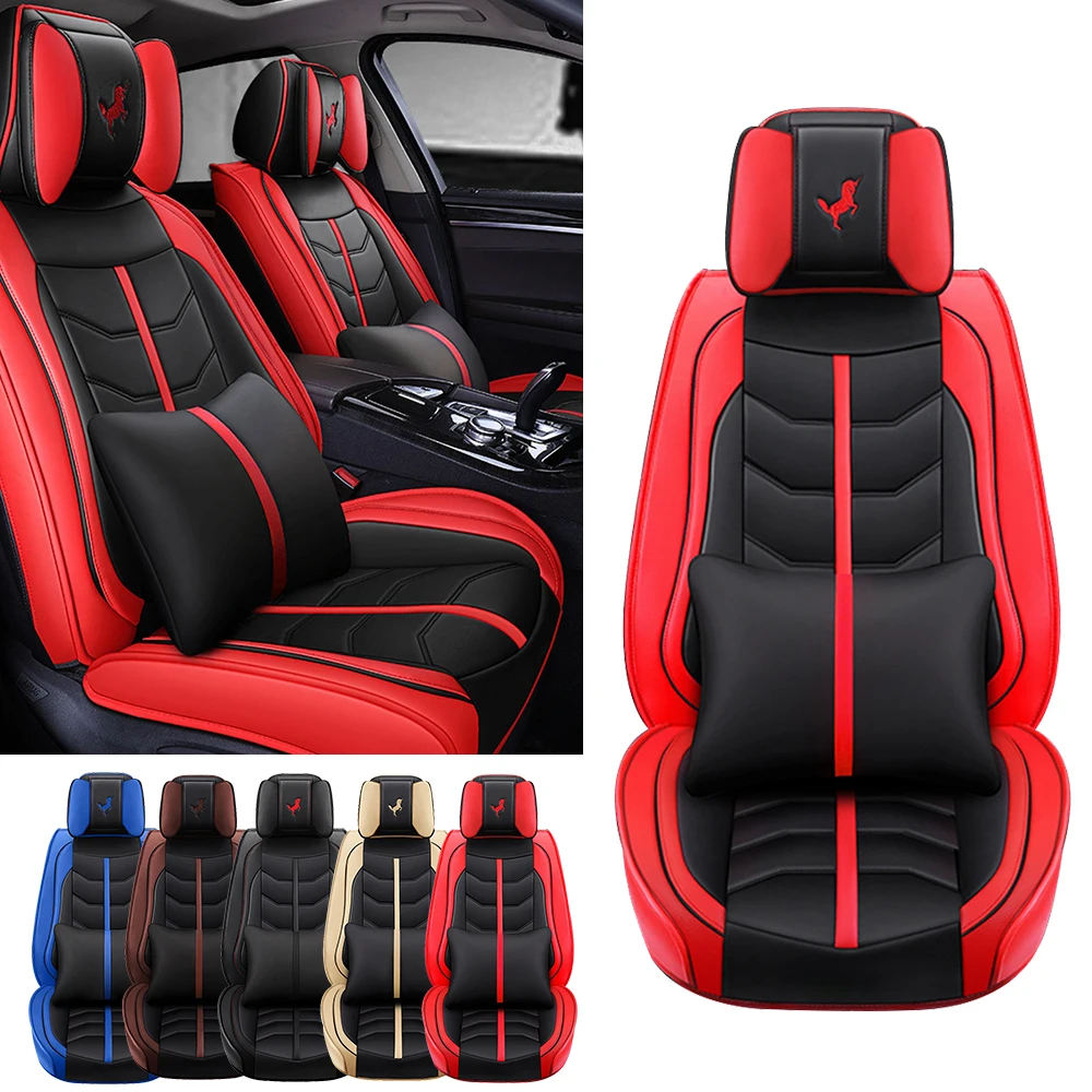 5-Seats PU Leather Universal Car Seat Covers Full set Front Rear Cushion Anti-scratch Protection For Sedan SUV Pickup Truck