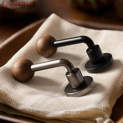 Solid Walnut Wood Indoor Door Lock Light Luxury Bedroom Split Silent Door Lock Zinc Alloy Mechanical Furniture Handle Mute Locks