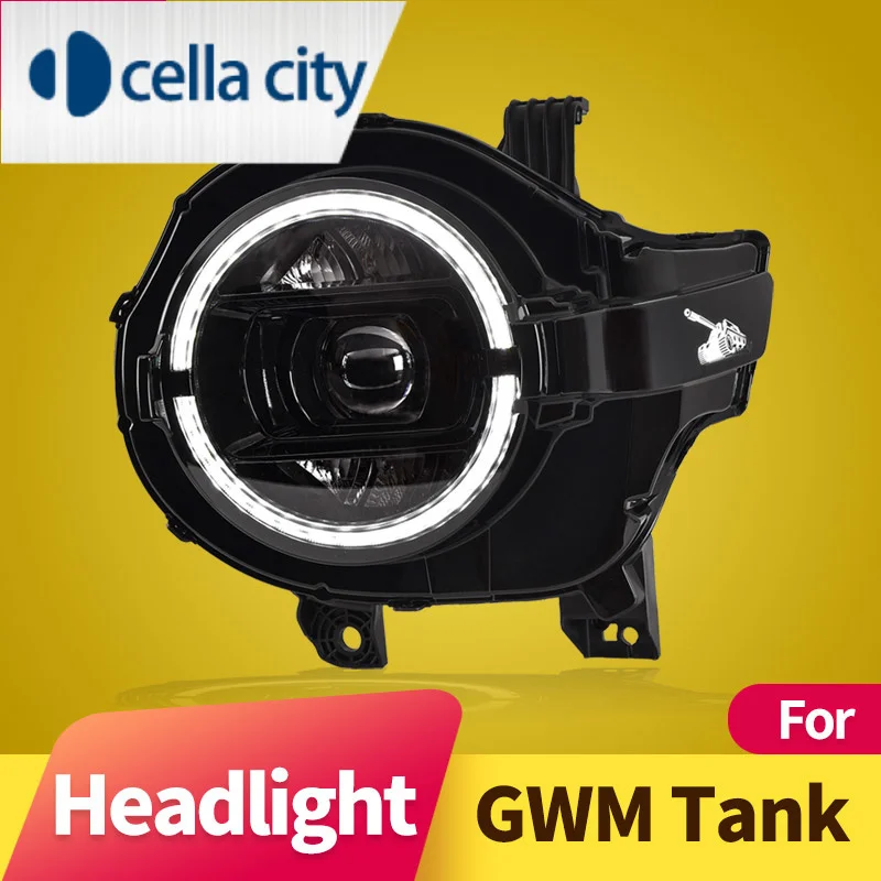 Headlight Assembly for Great Wall GWM WEY Tank300 2006-2008 LED DRL LED Dual Beam Lens LED Sequential Turn Signal LED High Beam