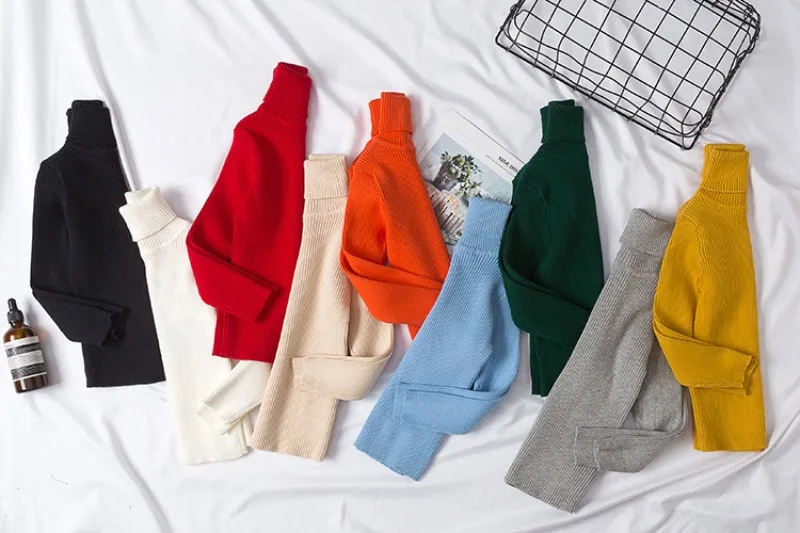 UNITIM Herbst Winter Kinder Mädchen Pullover Säugling Baby Mädchen Bonbonfarben Rollkragenpullover 1-6 Jahre Mädchen Einfache Lässige Strickwaren – Detail 15