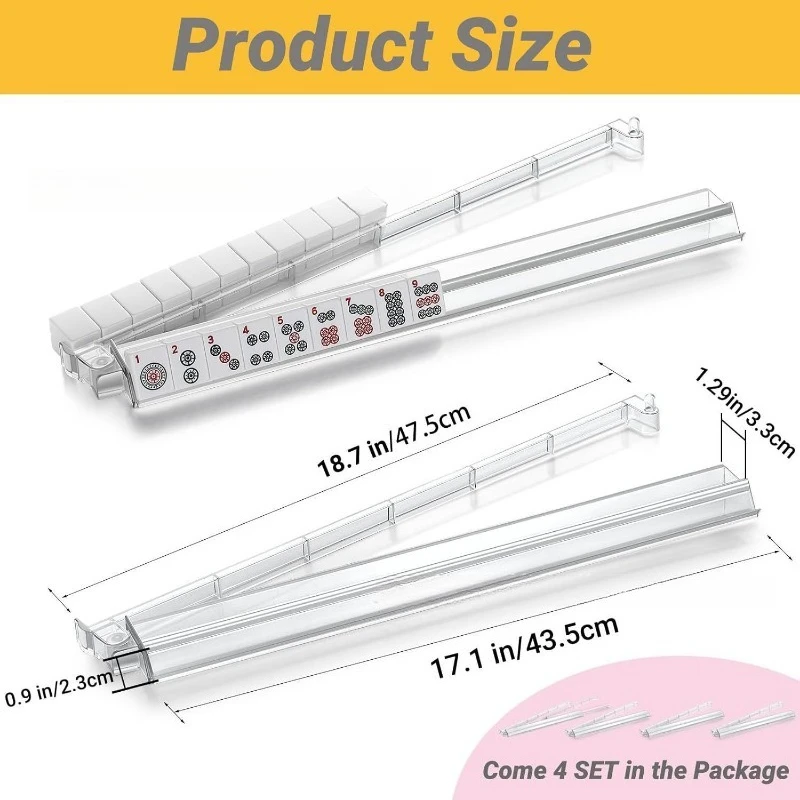 18 Inch American Mahjong Tile Racks, Thickened 3‑in‑1 Tile Organizer Pusher for Mahjong Game Night