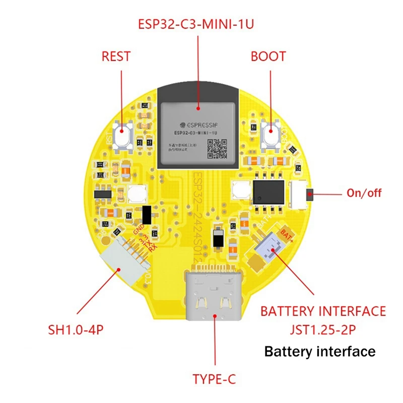 Panneau de développement ESP32-C3 écran tactile rond d'affichage à cristaux liquides de 1.28 pouces avec la technologie de Wifi Bluetooth
