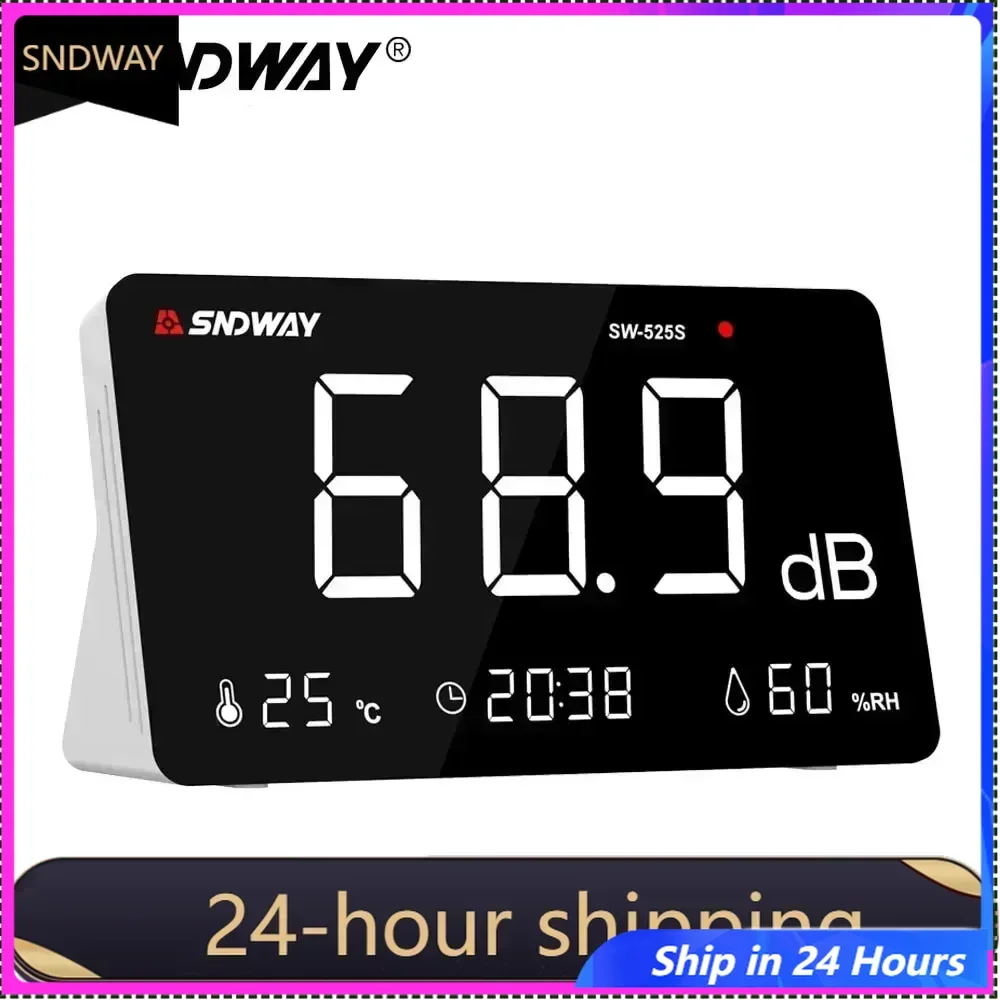 

ZHOUCE 4 In 1 Decibel Meter Sound Level Meter 30dB To 130dB Audio Noise Monitoring Tester With Temperature Humidity Meter / Time