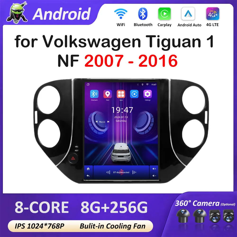 9.7 inch Car Radio for Volkswagen Tiguan 1 NF 2007 2008 2009 2010 2011 - 2016 Video Player Wireless Carplay Bluetooth Auto Tools