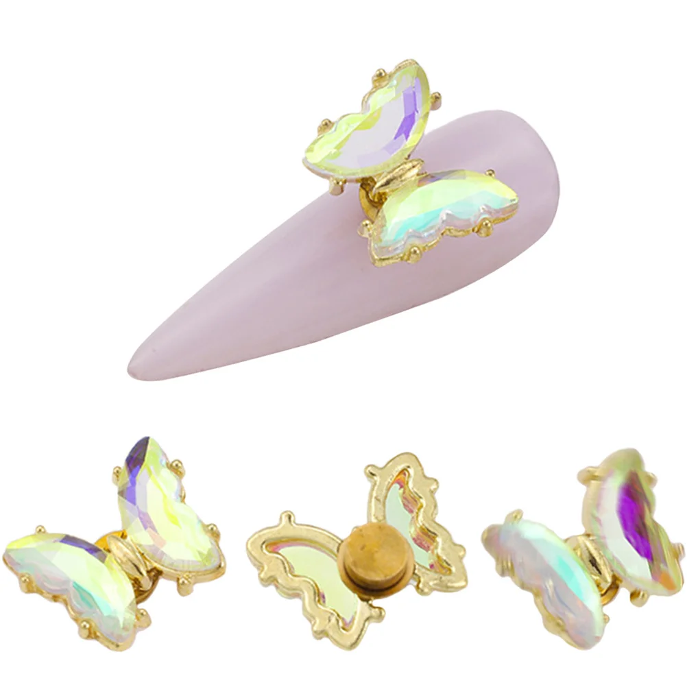 5 Stück auffällige erhöhte Schmetterlings-Nagelkunst-Strasssteine, einzigartiges Design, stilvolle Farben, Nageljuwelen, Para-Strasssteine für Nägel