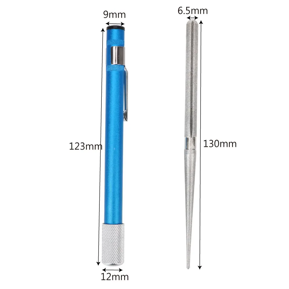 Pierre à aiguiser pour couteau à hameçon, acier au carbone plaqué diamant, affûteur de couteaux polyvalent 1 pièce outil d'extérieur forme de stylo