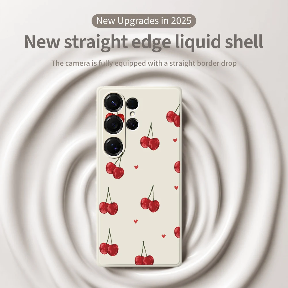 チェリーハート型スマホケース Samsung Galaxy S25 S24 S23 S22 S21 S20 Ultra Plus S10Plus S24FE S23FE S22FE S21FE ソフトカバー