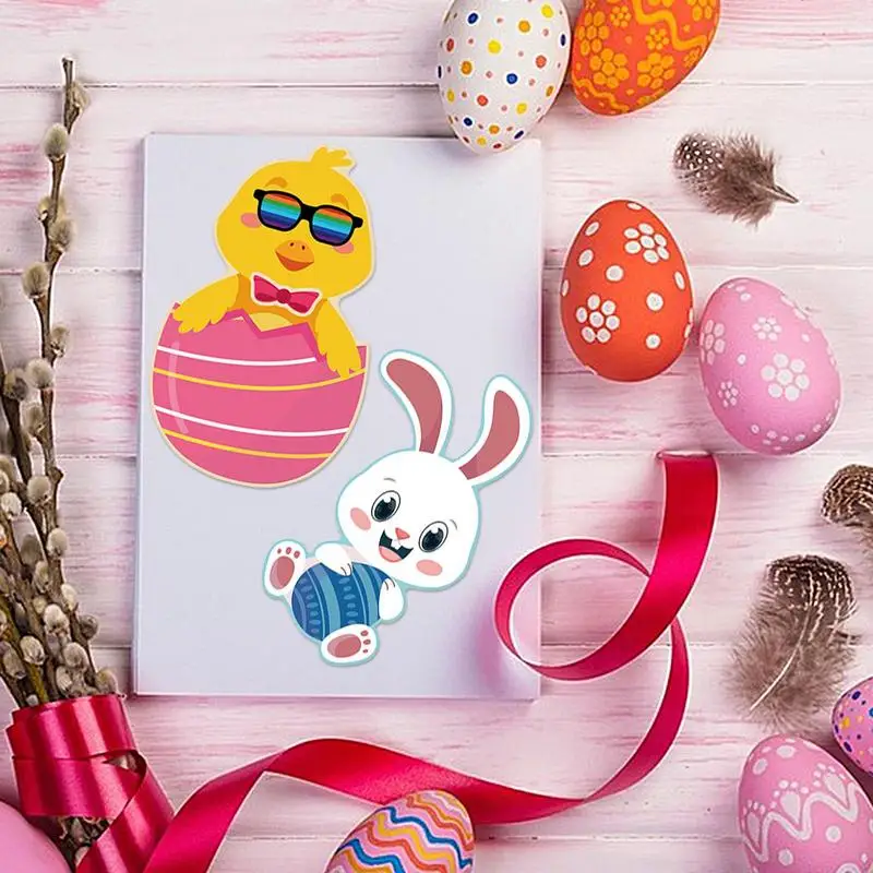 Easter Crafts Stickers 24X Cute Easter Egg Bunny Sticker Creative Cool Trendy Cartoon Decal Funny Laptop Water Bottle Decal For