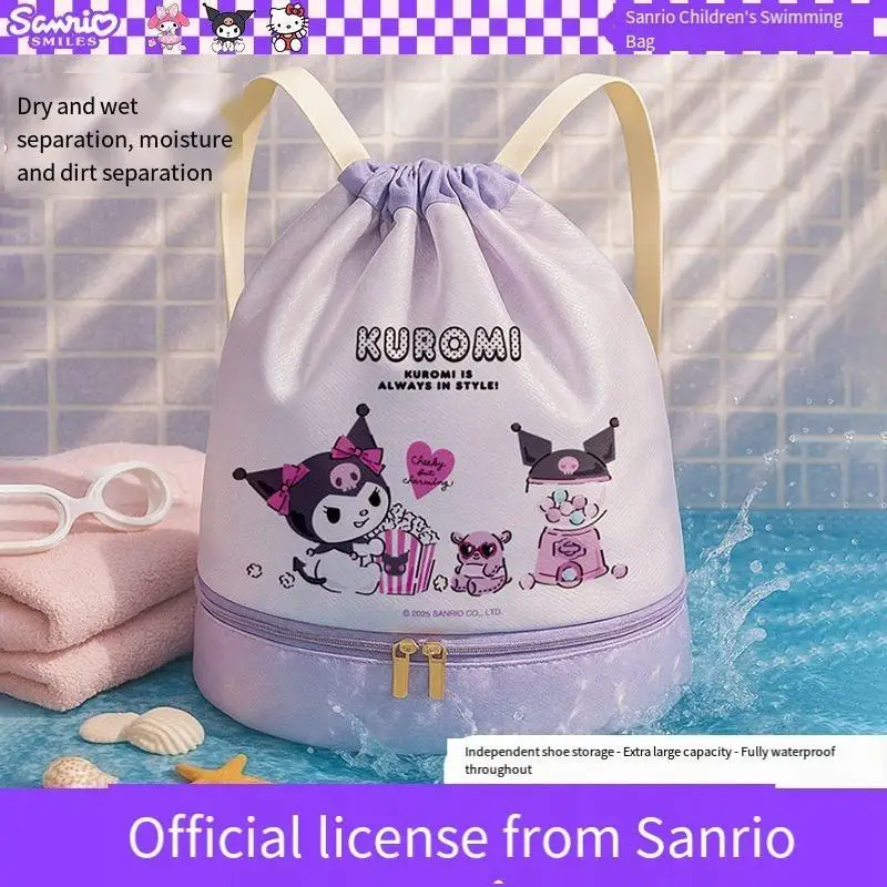 

Sanrio новая детская сумка для плавания Kuromi Melody сумка для плавания большой емкости для сухого и влажного разделения уличная водонепроницаемая сумка рюкзак