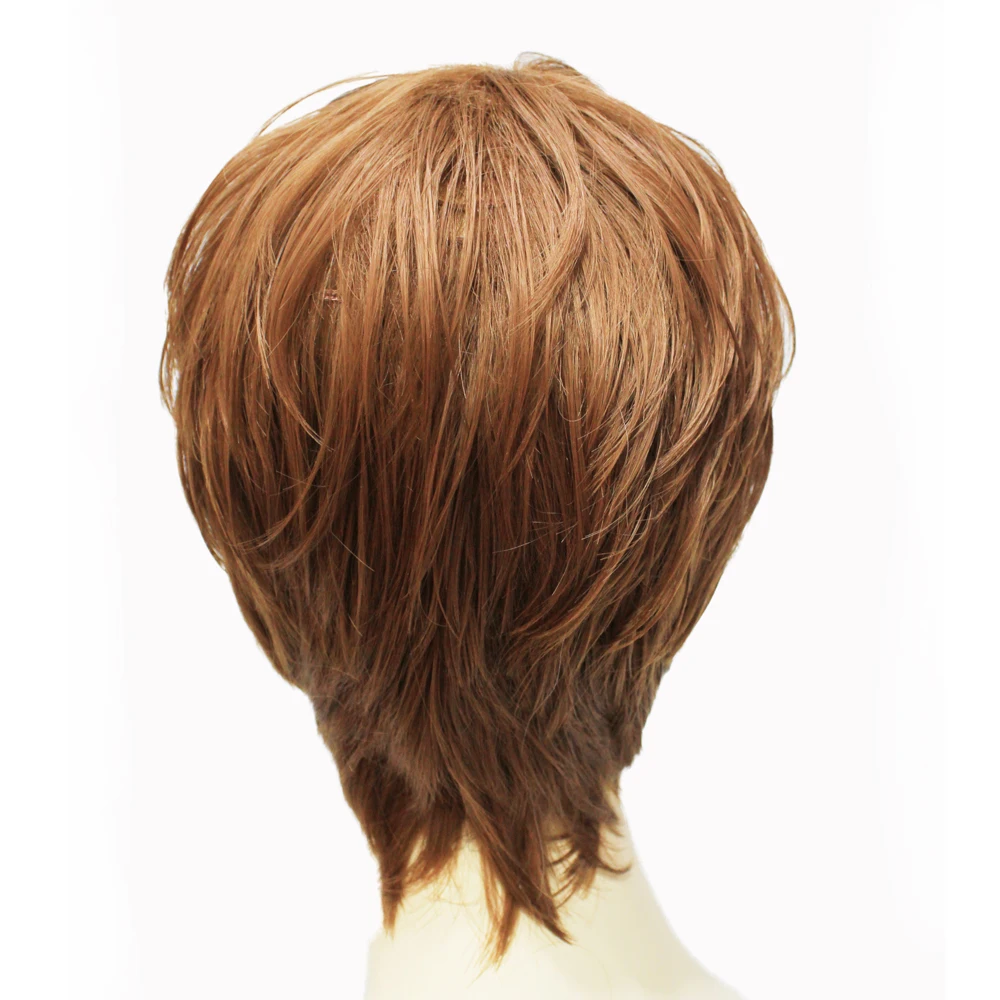 Light Brown Short Pixie Cut Wig for Women – 8 Inch Straight Synthetic Hair Capless Wig, Natural Looking wigs