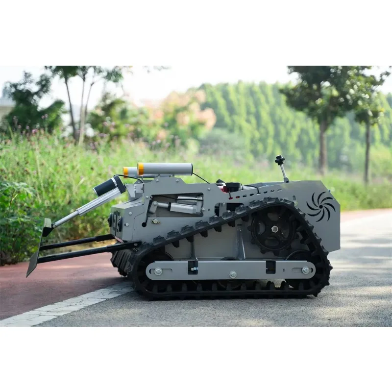 2025 New Arrival Winter Snow Sweeping Summer Grass Cutting Remote Control Crawler Lawn Mower With Accessories