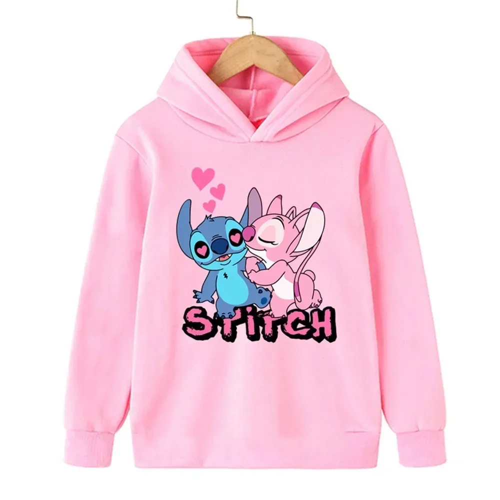 Disney Stitch Kawaii Printed Children's Clothing 3-14 Years Old Boys and Girls Clothing Street Casual Sports Warm Sweaters