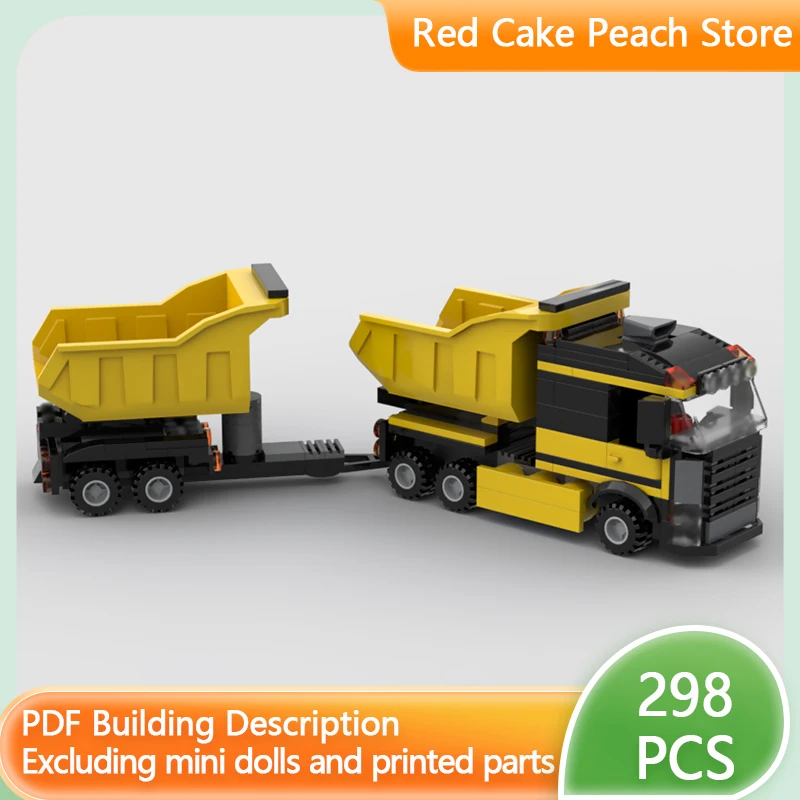 

Модель городской автомобиль MOC, строительные кирпичи, желтый грузовик с прицепом-самосвал, модульная технология, детские праздничные подарки, сборка игрушек, костюм