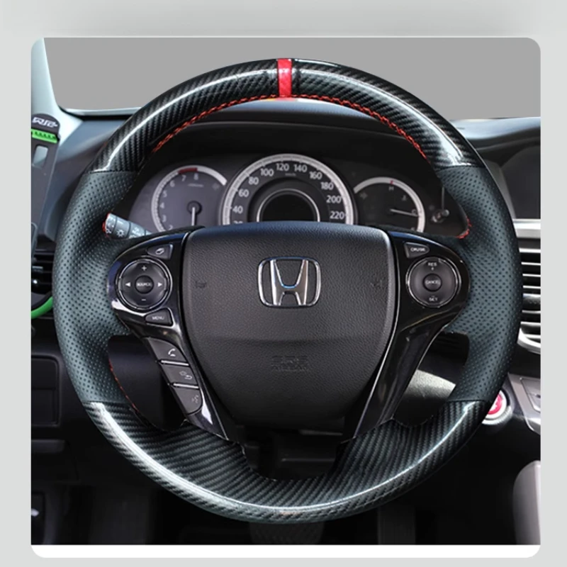 

Сшитый вручную нескользящий чехол на руль из углеродного волокна из натуральной кожи для Honda Accord X Crosstour Odyssey 2013-2020