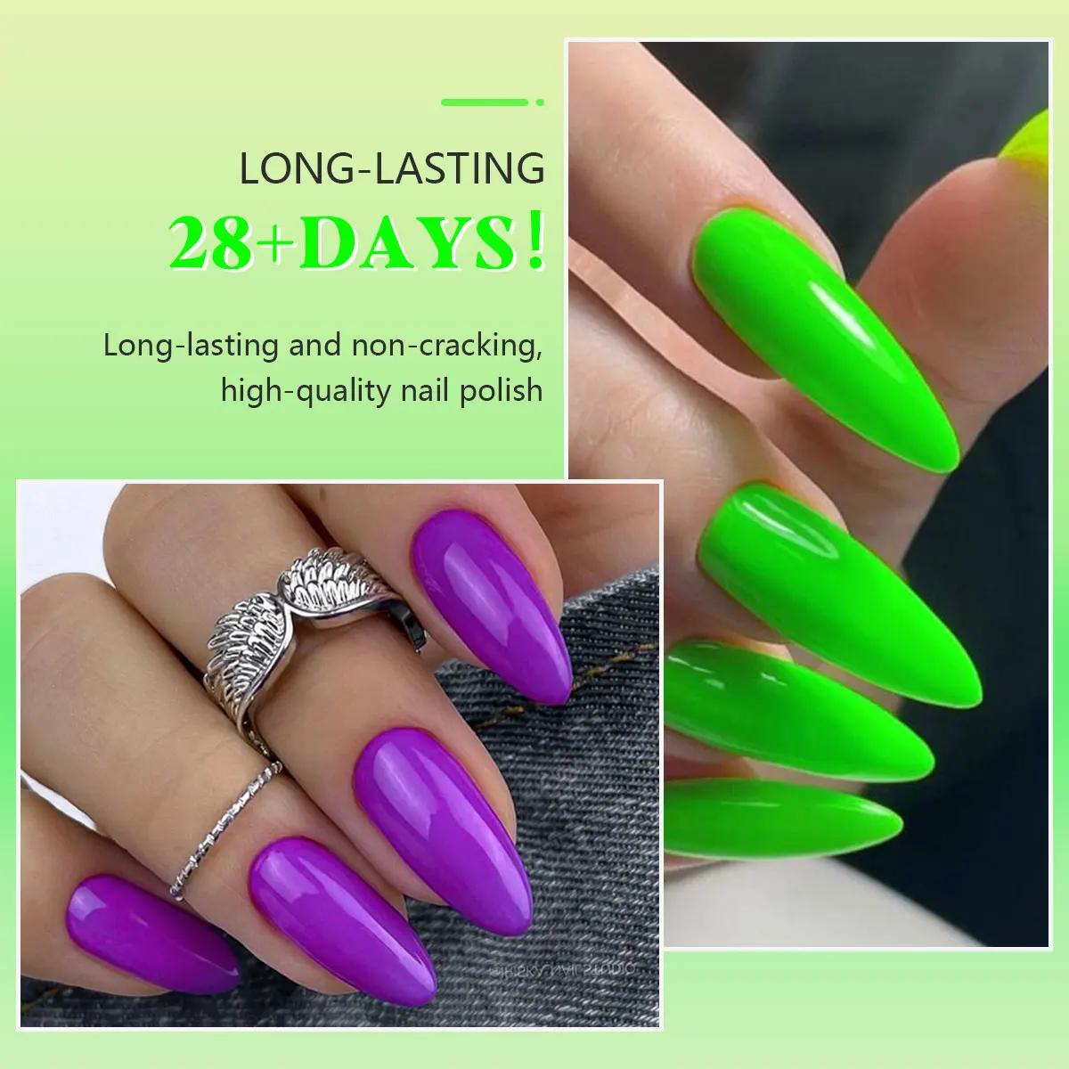 Zestaw lakierów hybrydowych GAVY, 2 sztuki, każda butelka zawiera 0,24 uncji, bezwonny, odpowiedni do samodzielnego pielęgnowania paznokci.