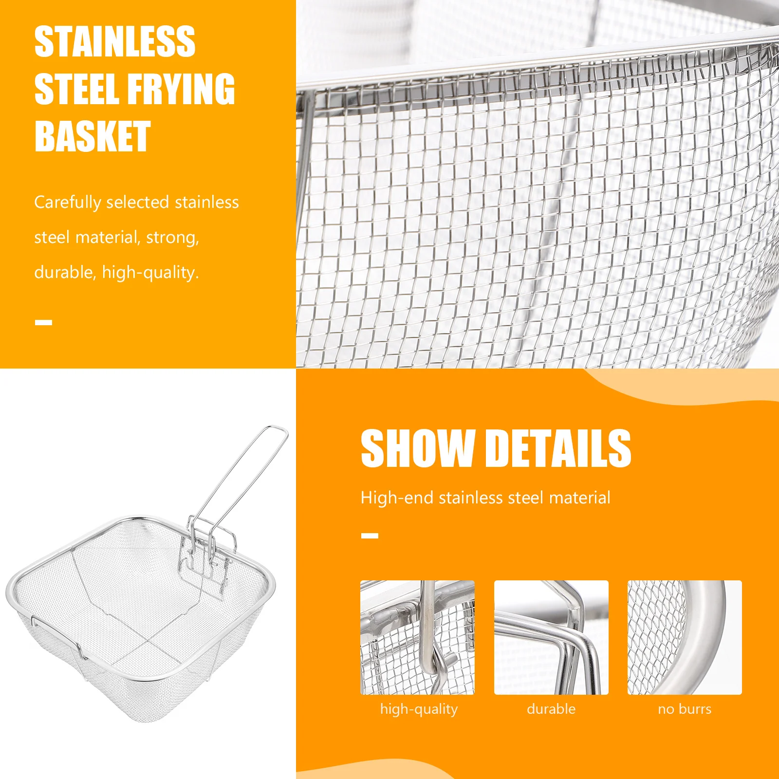 

1Pcs Multi-Purpose Frying Basket Stainless Steel Kitchen Tool for Stewing Cooking and Frying with Ergonomic Handle