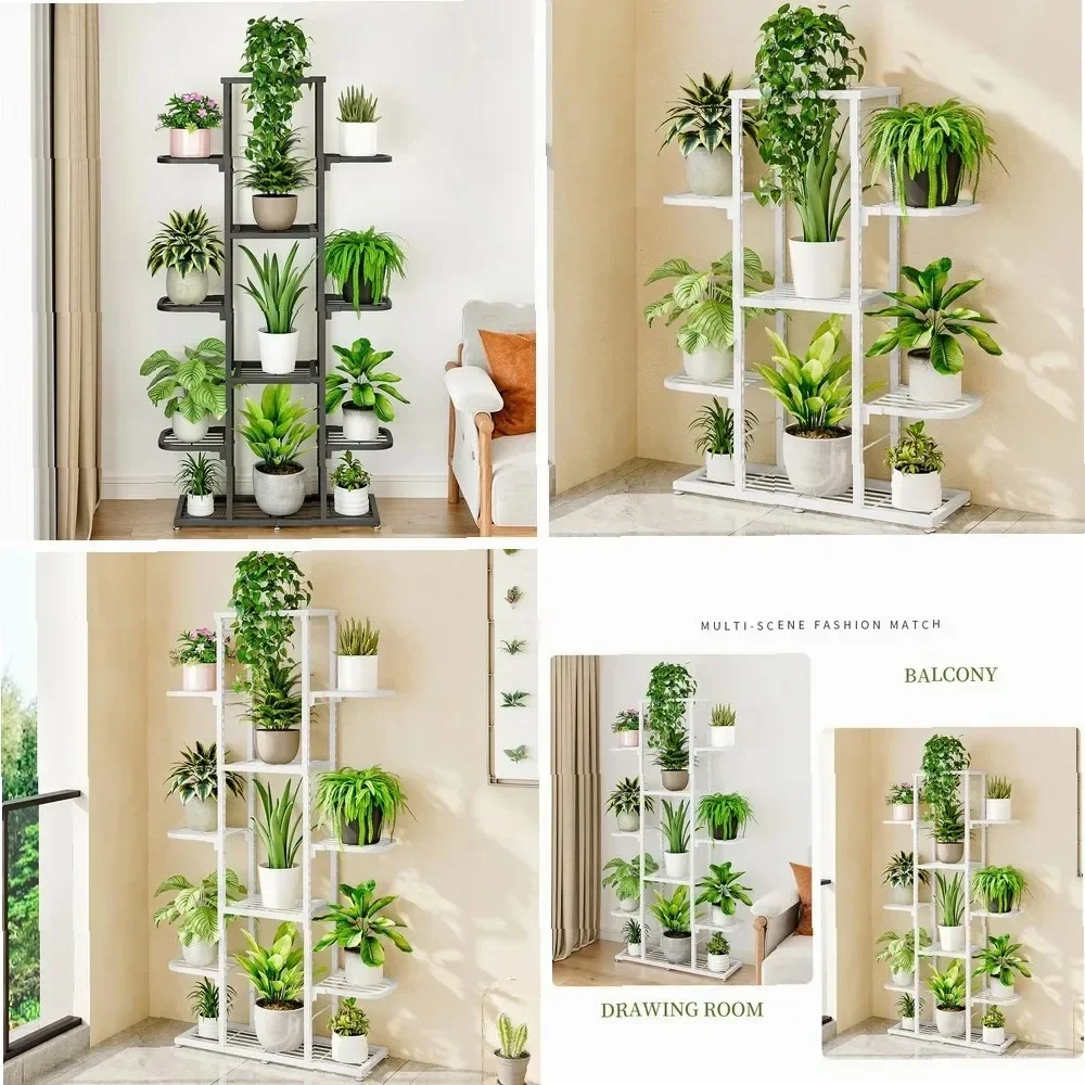 Plant Stand, 5 Tier/7 Tier Indoor Metal Flower Shelf, Anti Slip Waterproof Corner Tall Flower Holders For Garden