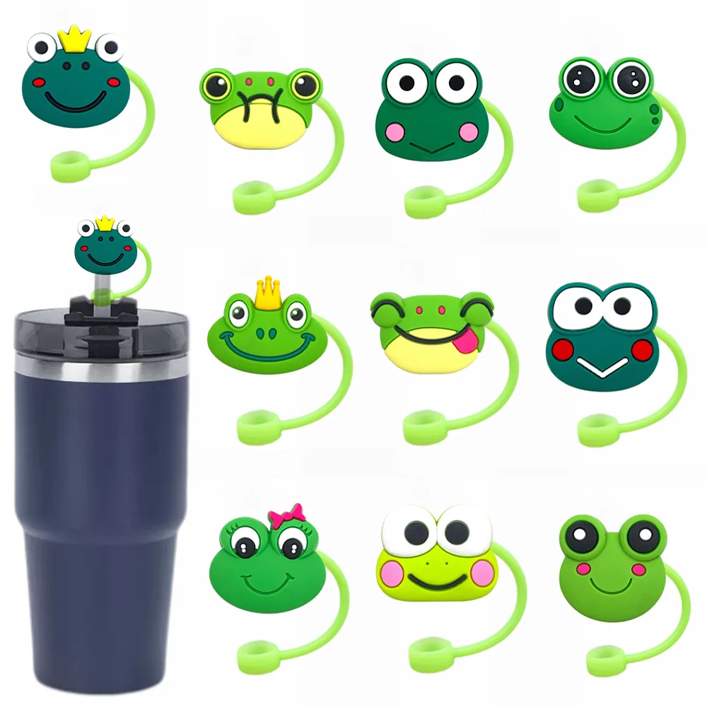 

1-10pcs Frog Straw Cover Cap Cartoon 10MM Silicone Straw Plug Reusable Stanley Cup Accessories Straw Cap Charms Pendant Gifts