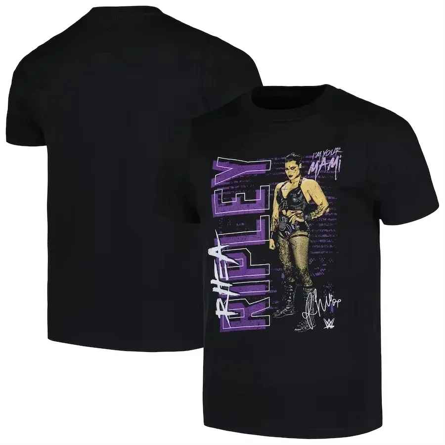 تي شيرت WWE League Competition Fight Sports The Americas تي شيرت Slam Rhea Ripley Vs. ليف مورغان تي شيرت قطني للياقة البدنية ملابس صيفية