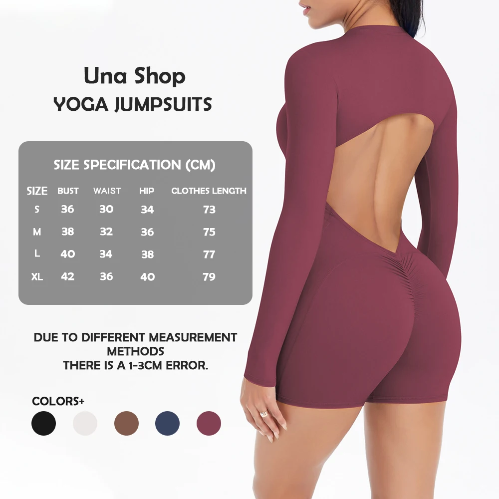 

Una-Shop Yoga Jumpsuit For Women Gym Sports Bodysuits Bodysuits Push Up Top With Long Sleeve With Half Zipper Workout Sportswear