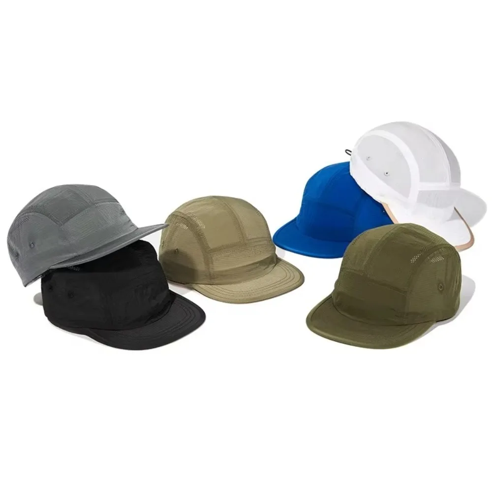 Japanese Style Flat Brimmed Baseball Cap Adjustable Breathable Sun Visor Cap Solid Color Soft Top Quick Drying Cap Unisex