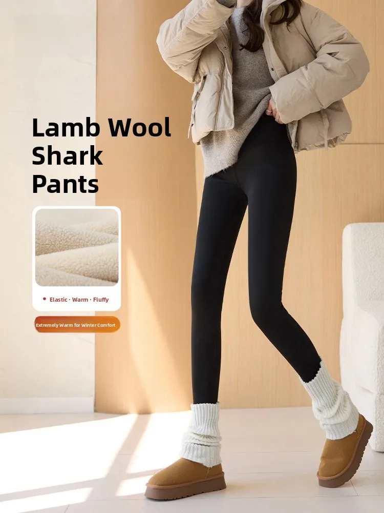 

Thiened Fce arkskin Yoga Pants Women's High Waist Warm Tummy Control Butt Lifting Winter Outerwear Casual Leggings