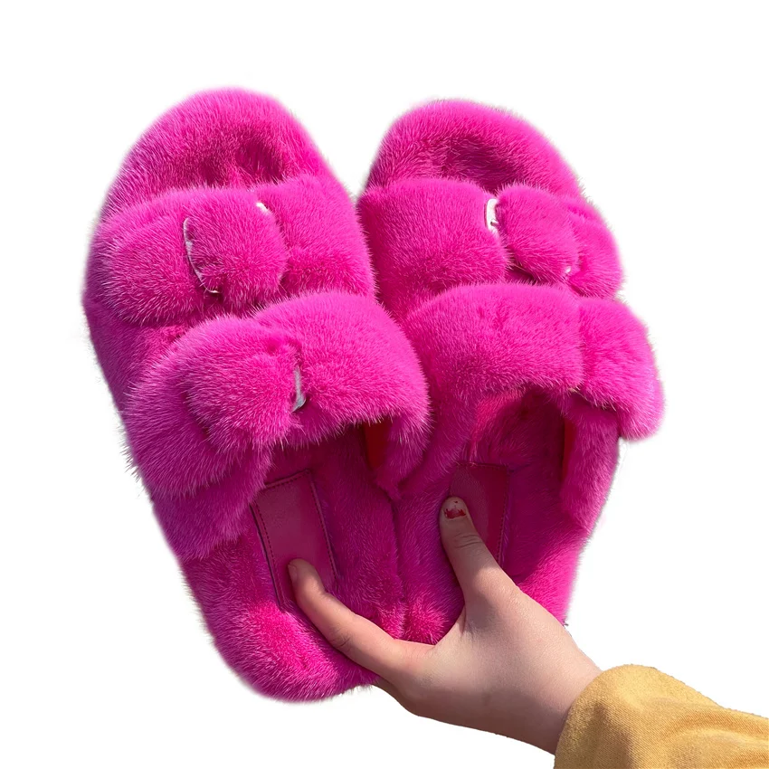 Ladies New Clogs Slippers 2025 Warm Comfortable Winter Shoes Women Designer Shoes Fashion Shoes For Women Mink Real Fur Slippers