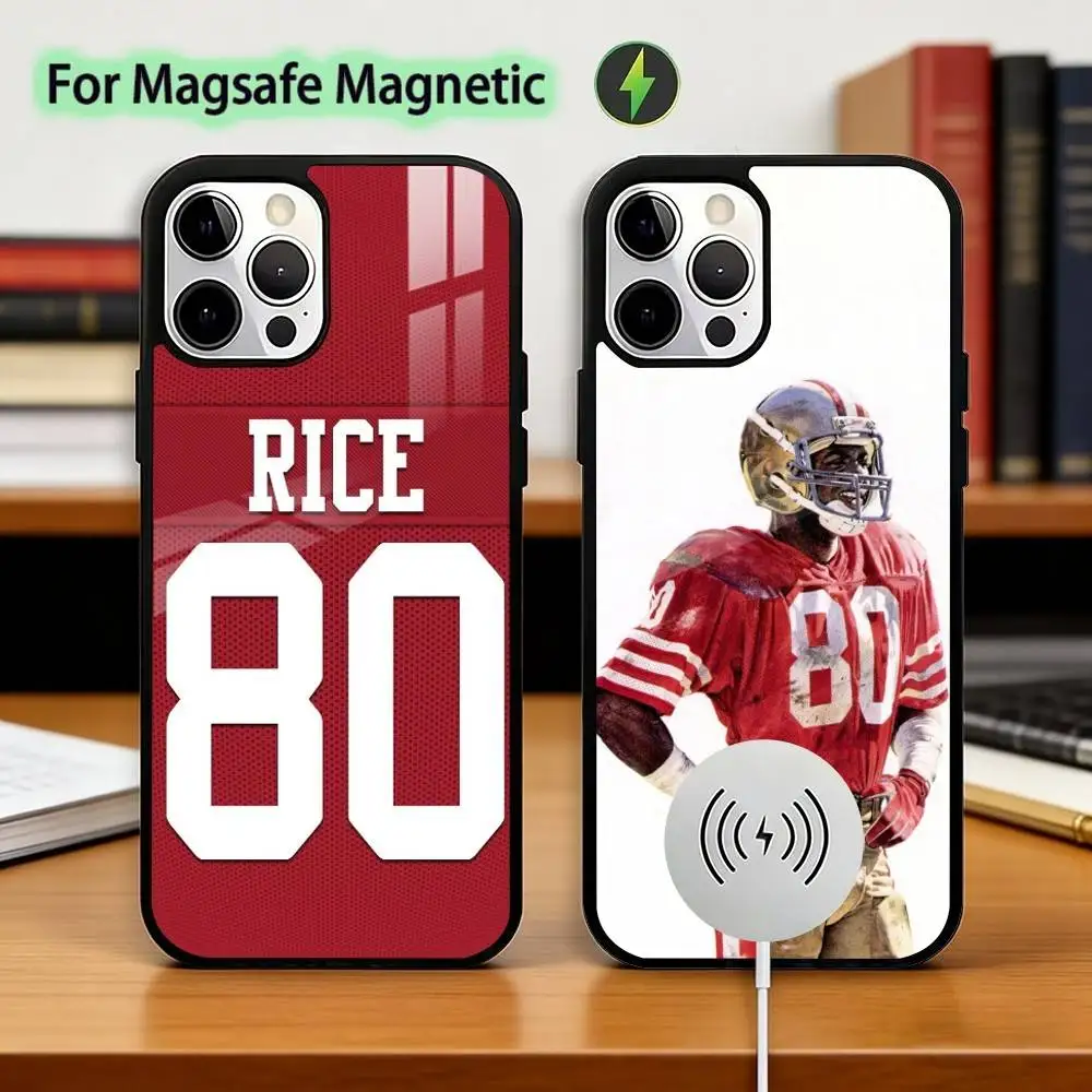 

American Football Jerry R-Rice Phone Case For iPhone17,16,15,14,13,12,11 Plus,Pro Magnetic with Magsafe Wireless Charging