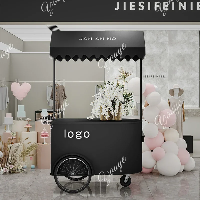 Promotional car wrought iron float mobile store trolley milk tea snacks stall shopping mall booth