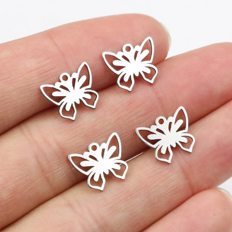 30pcs 12x11mm No Fade Charms 316 Stainless Steel Butterfly Charms handmade Craft pendant Jewelry Making,DIY for necklace