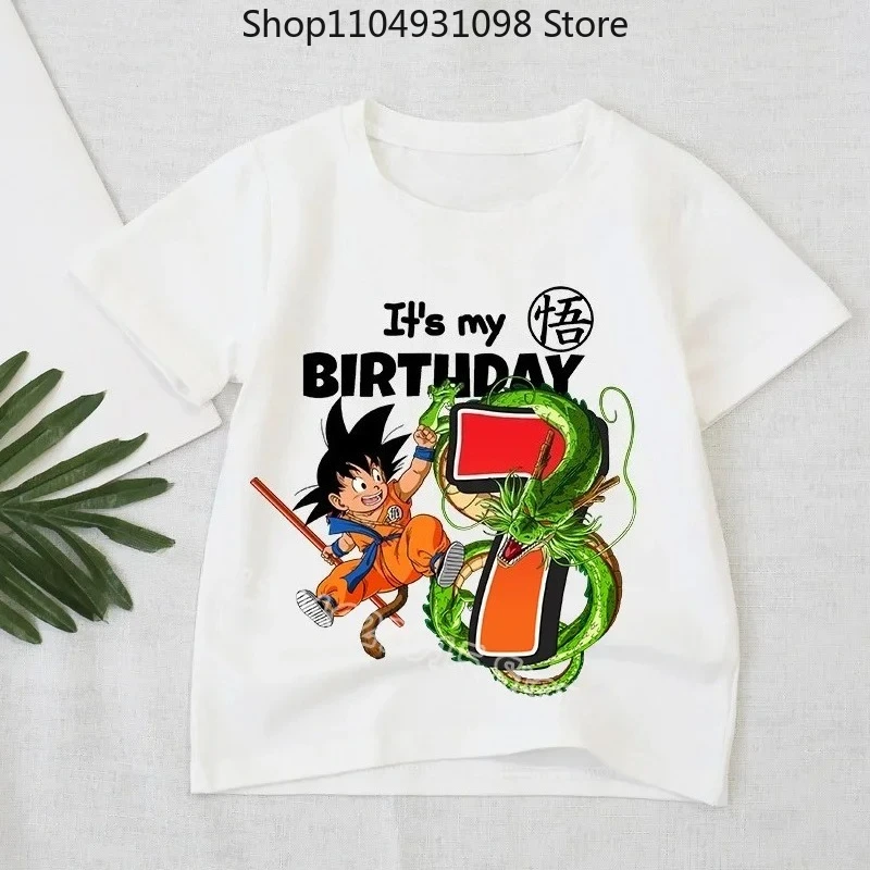 

Футболка Dragon Ball для мальчиков, модная одежда с принтом персонажей аниме Гоку, летние дышащие топы, подарок на день рождения