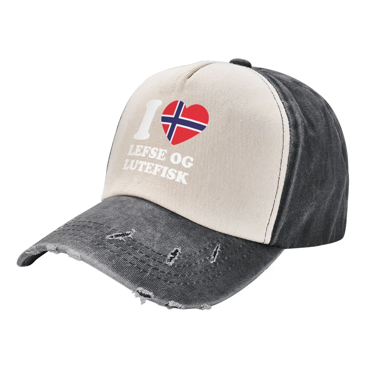 

I Love Lefse and Lutefisk Norwegian Flag Heart Baseball Cap Sports Cap Golf Wear Men Women's