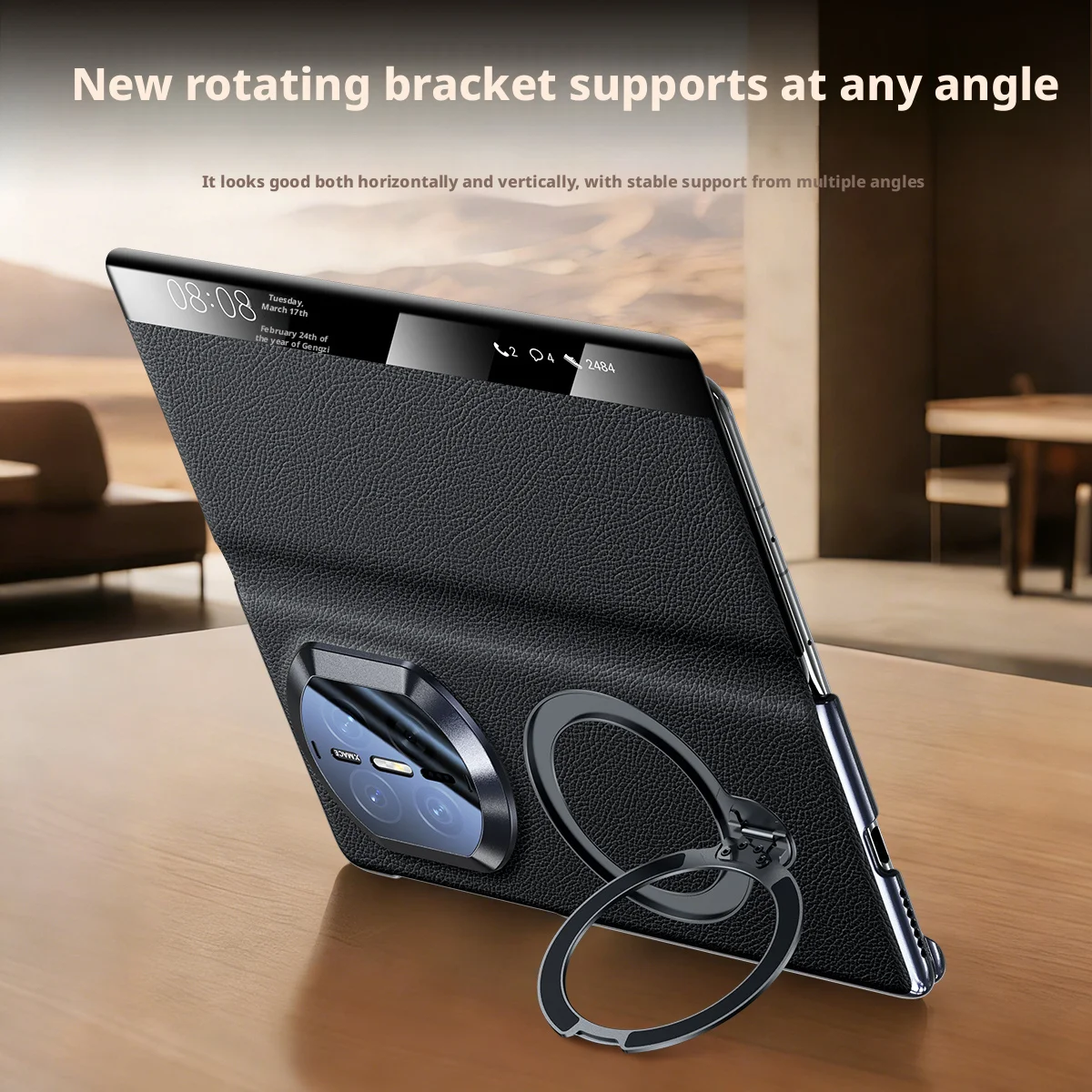 

Для Huawei Mate X7 X6 X5: чехол из натуральной кожи с узором личи, 360-градусная защита ° Вращающаяся подставка с двойным шарниром, сильным магнитом и умной крышкой-чехлом для оконной панели