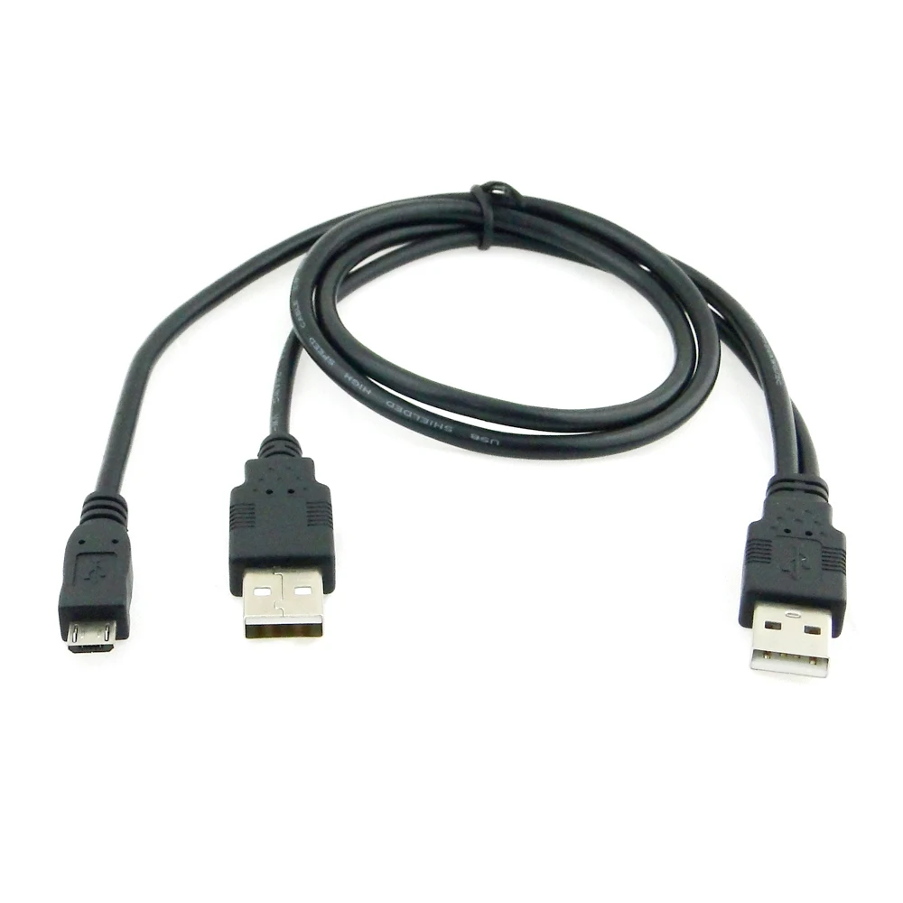 CYDZZihan  USB 2.0 two Male to Micro USB 5P Male Y Cable 80cm for external Hard Disk Drive