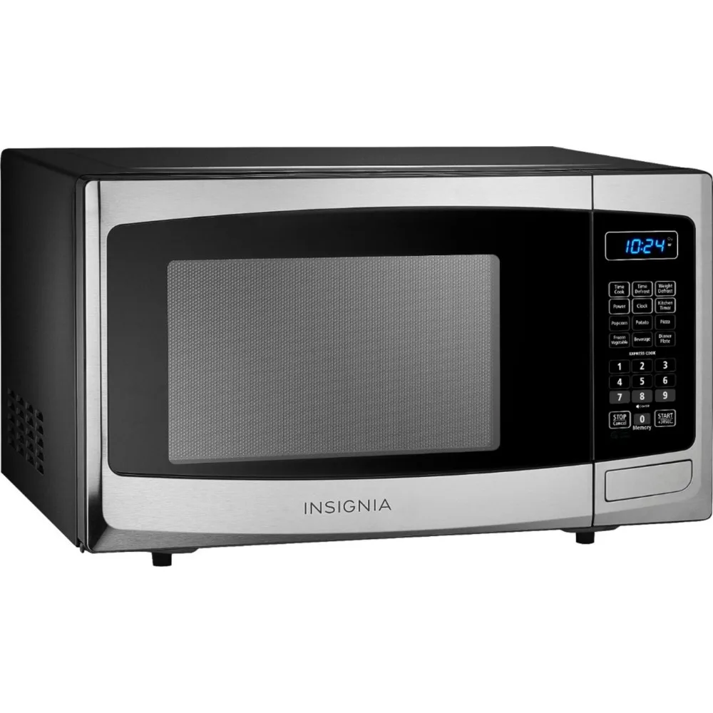 Microwave, Sarung tahan karat, bahkan pemanasan, kontrol elektronik, fitur penguncian keselamatan anak, Cu 0.9. Ft. Microwave kompak