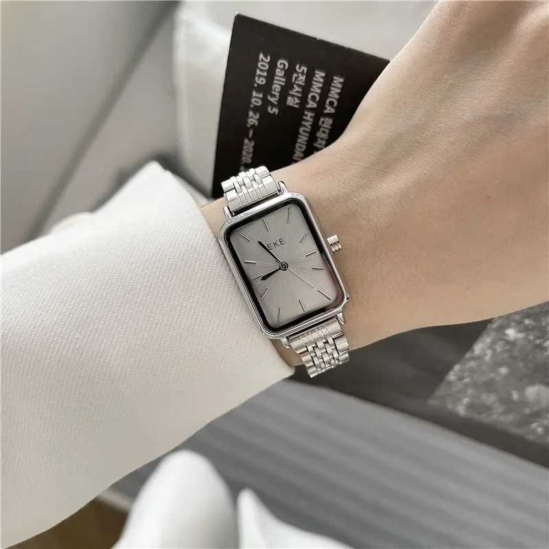 Luxury Fashion Square Gold Sliver Simple Dial Clock waterproof stainless steel band quartz wristwatch bracelet gift reloj mujer