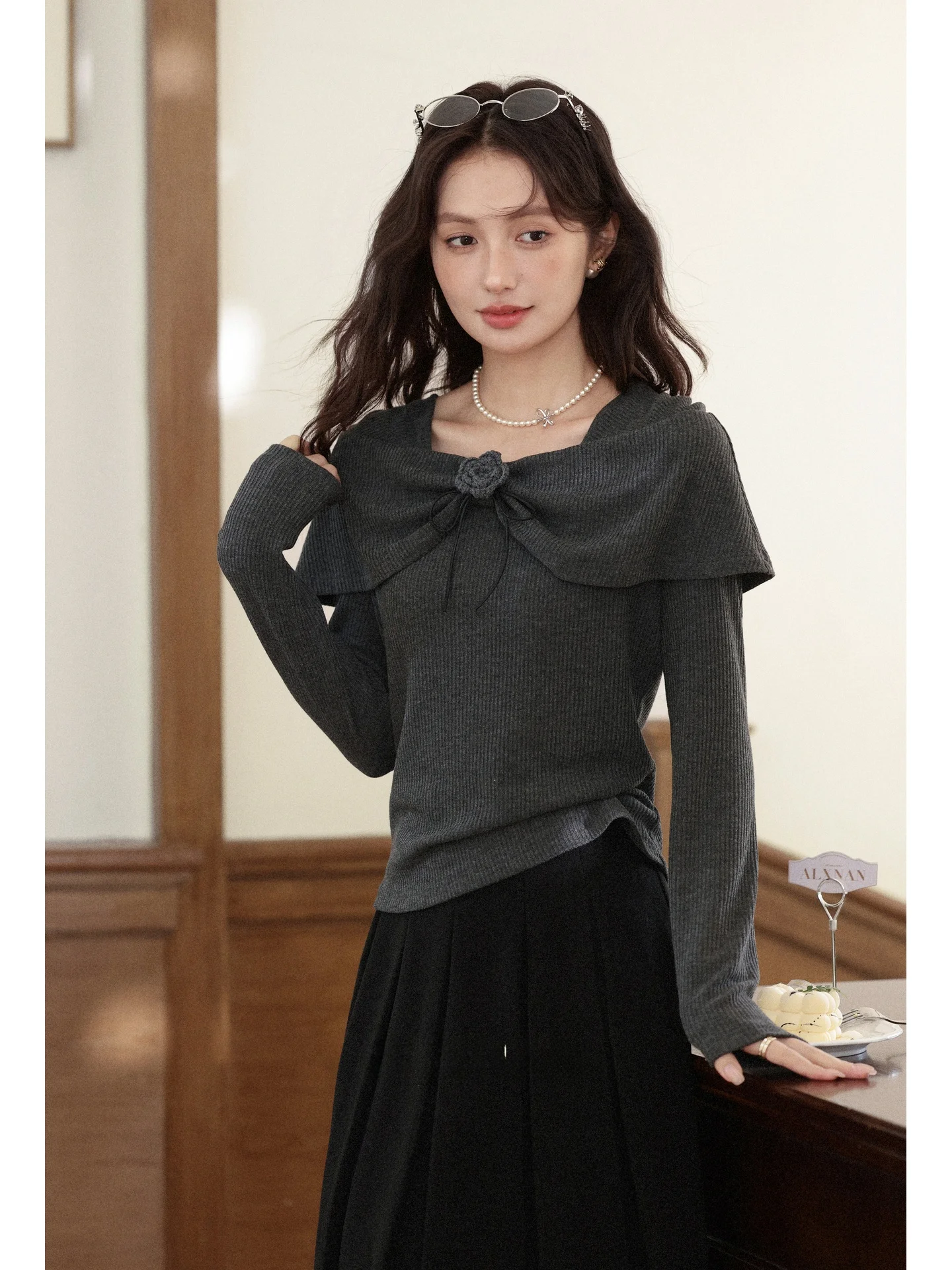 

Женский трикотажный топ Deep ey Long Sve, облегающий, для ранней осени, стильный, повседневный, с круглым вырезом, для женщин