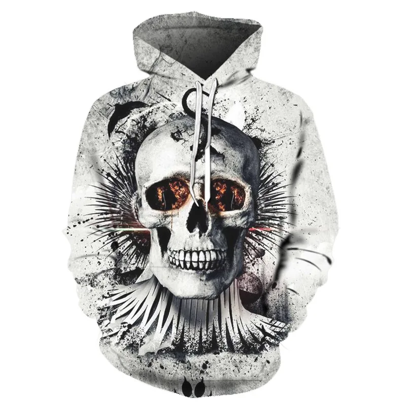 

European and American AliExpress New Skull 3d Digital Printing Loose Pullover Hoodie