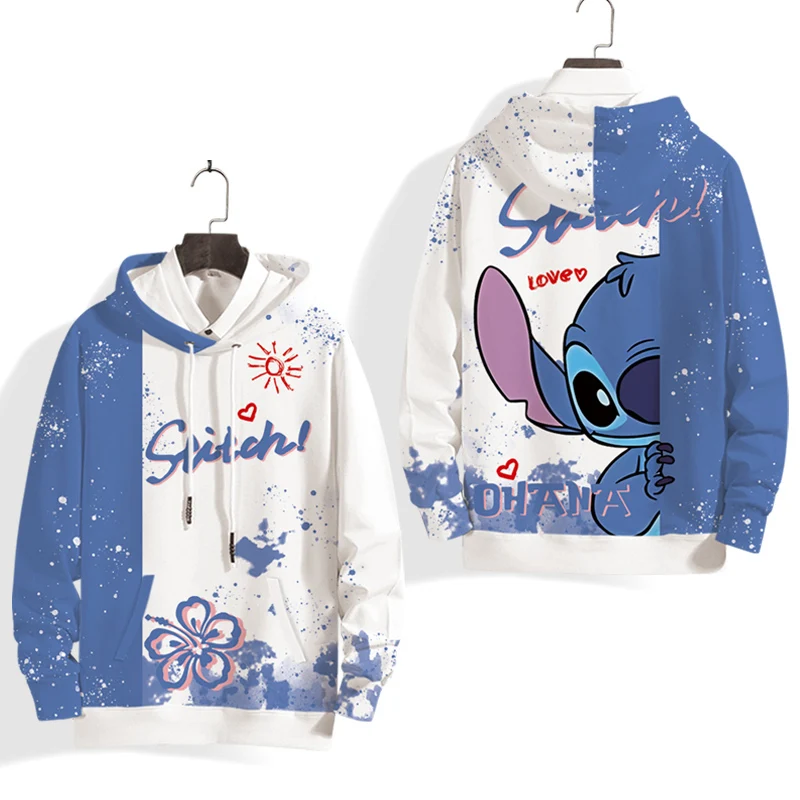 Disney Stitch and Angel Couple Hoodie Kids Men Women Hoodie Girls Boys Cartoon Children Long Sleeve Coat Top Pullover Sweatshirt