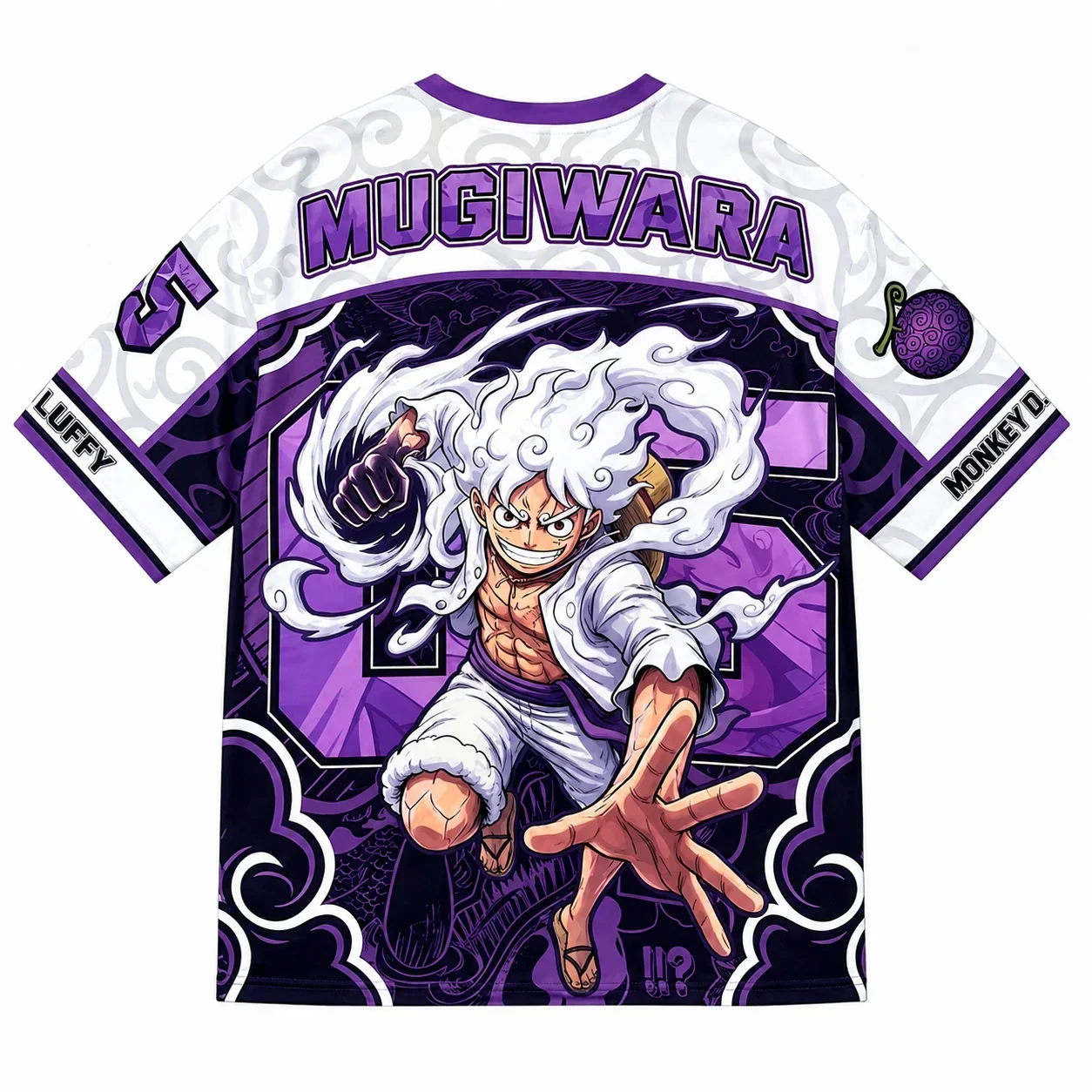 Monkey D. Luffy 5th gear Oversized Jersey Summer Anime T-shirt Casual sports T-shirt Suitable for both men and women