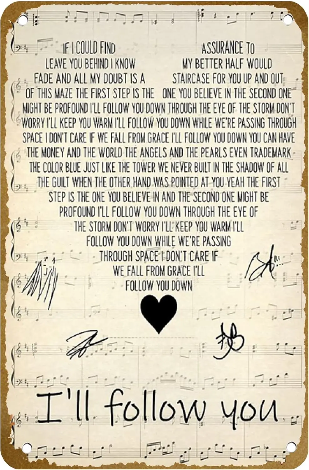 Ill Follow You Lyrics - Shinedown Amaryllis 2012 - Hard Rock Music Decoration Poster Metal Tin sign Logo Family Club Bar Cafe Be