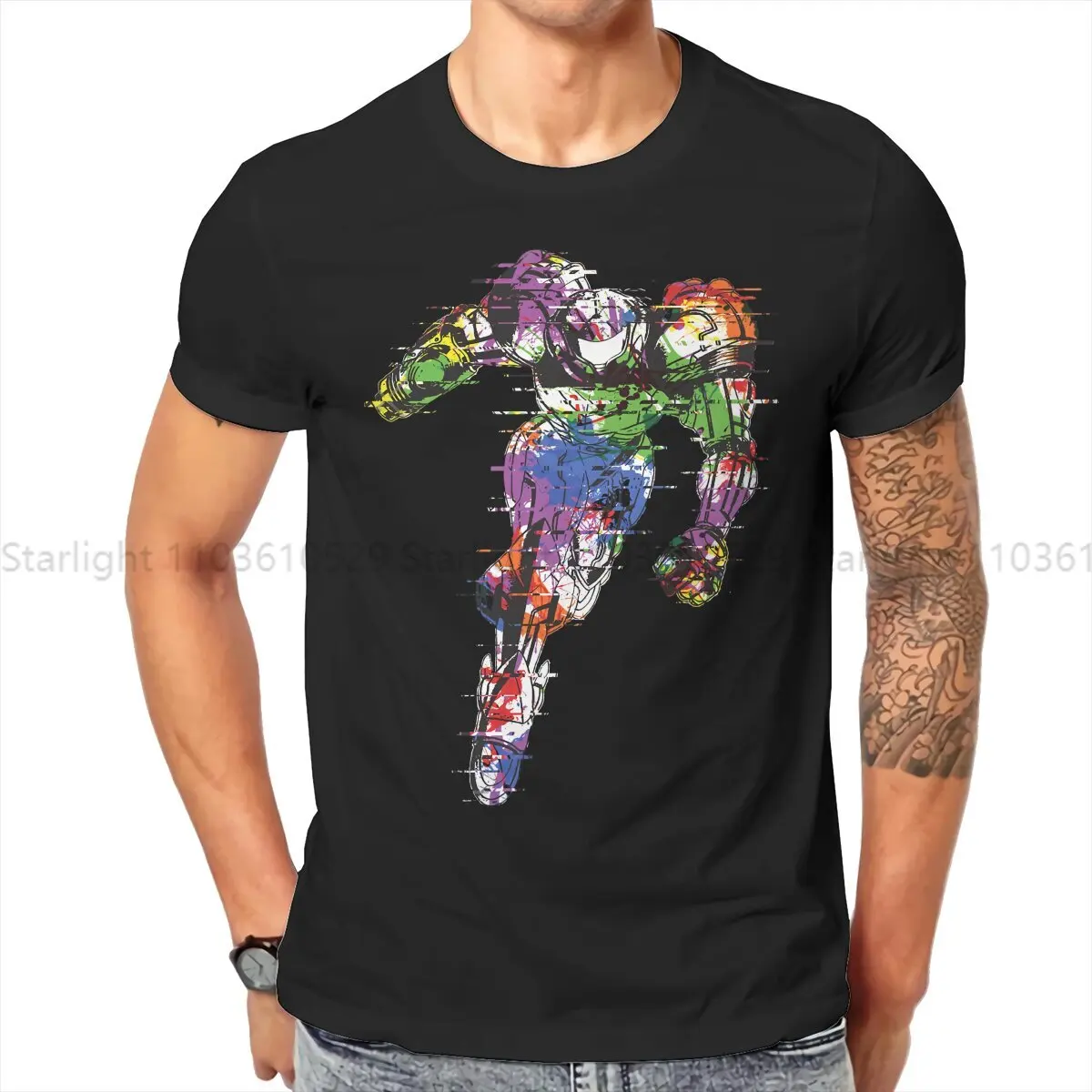 Samus Aran Joins The Battle Men TShirt Super Metroid Crewneck Short Sleeve T Shirt Funny Gift Idea