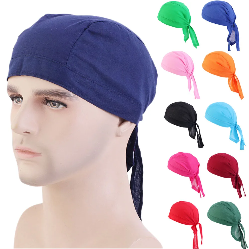 Cotton Durag Outdoor Cycling Pirate Hat Unisex Headbands Durags Doo Rag Men Running Riding Bandana Headscarf Hip-Hop Baotou Hat